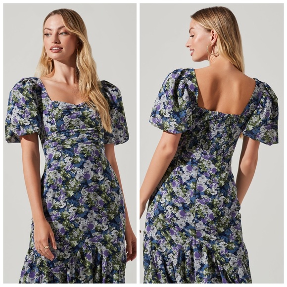 •ASTR• Floral Short Sleeve Asymmetrical Hem Midi Dress - Picture 13 of 13